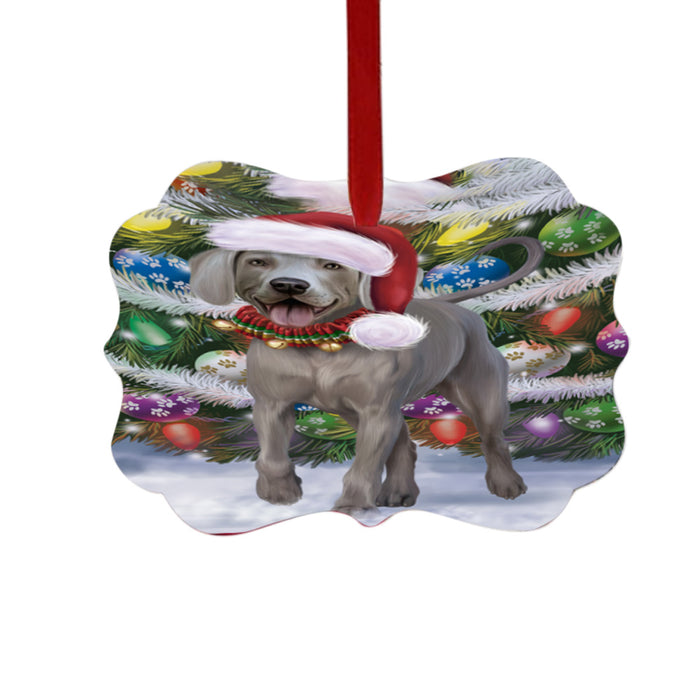 Trotting in the Snow Weimaraner Dog Double-Sided Photo Benelux Christmas Ornament LOR49467
