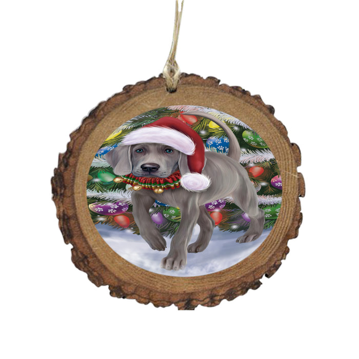 Trotting in the Snow Weimaraner Dog Wooden Christmas Ornament WOR49468