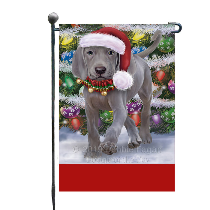 Personalized Trotting in the Snow Weimaraner Dog Custom Garden Flags GFLG-DOTD-A60811