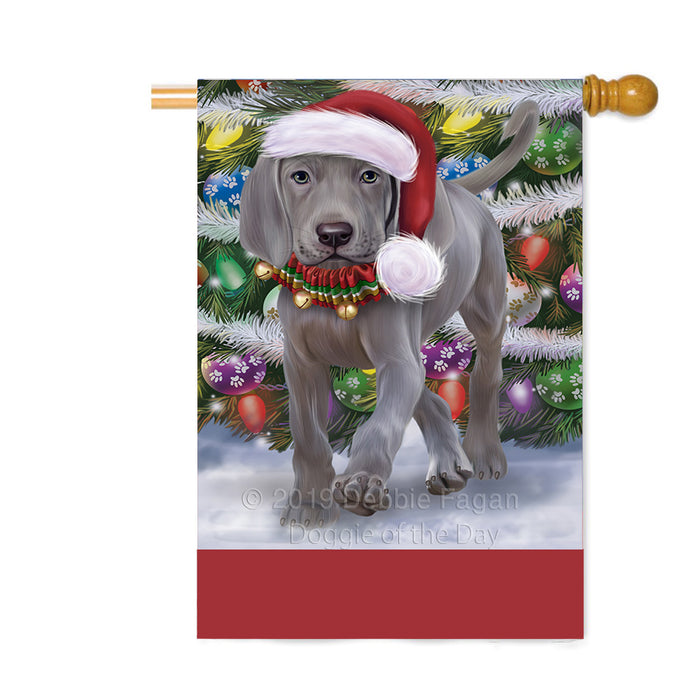 Personalized Trotting in the Snow Weimaraner Dog Custom House Flag FLG-DOTD-A60867