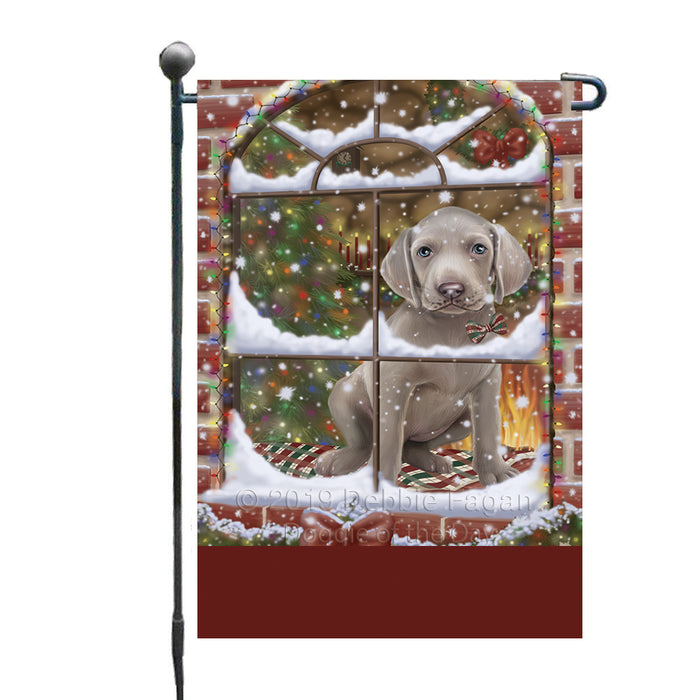 Personalized Please Come Home For Christmas Weimaraner Dog Sitting In Window Custom Garden Flags GFLG-DOTD-A60214