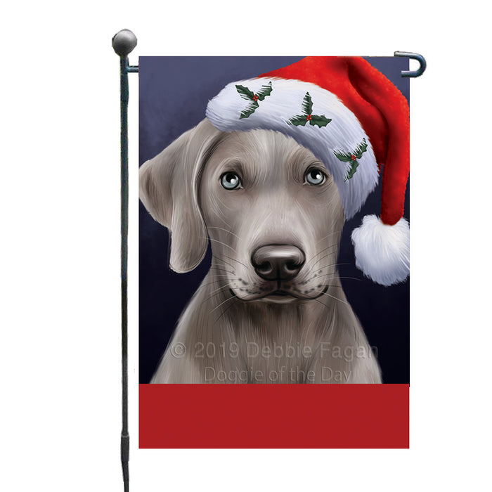 Personalized Christmas Holidays Weimaraner Dog Wearing Santa Hat Portrait Head Custom Garden Flags GFLG-DOTD-A59866