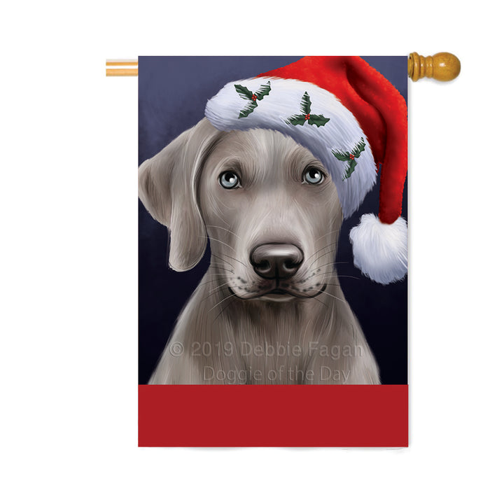 Personalized Christmas Holidays Weimaraner Dog Wearing Santa Hat Portrait Head Custom House Flag FLG-DOTD-A59922