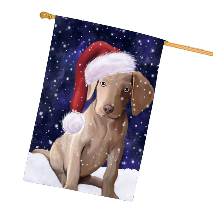 Christmas Let it Snow Weimaraner Dog House Flag Outdoor Decorative Double Sided Pet Portrait Weather Resistant Premium Quality Animal Printed Home Decorative Flags 100% Polyester FLG67930