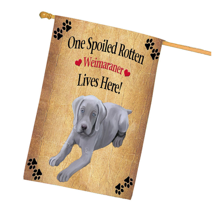 Spoiled Rotten Weimaraner Dog House Flag Outdoor Decorative Double Sided Pet Portrait Weather Resistant Premium Quality Animal Printed Home Decorative Flags 100% Polyester FLG68577