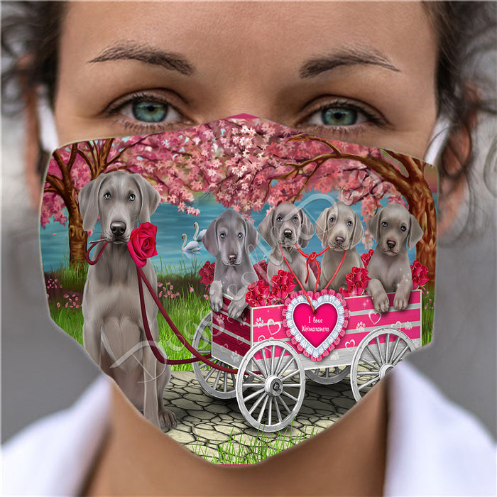 I Love Weimaraner Dogs in a Cart Face Mask FM48196