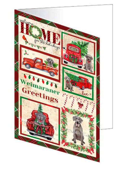 Welcome Home for Christmas Holidays Weimaraner Dogs Handmade Artwork Assorted Pets Greeting Cards and Note Cards with Envelopes for All Occasions and Holiday Seasons GCD76331