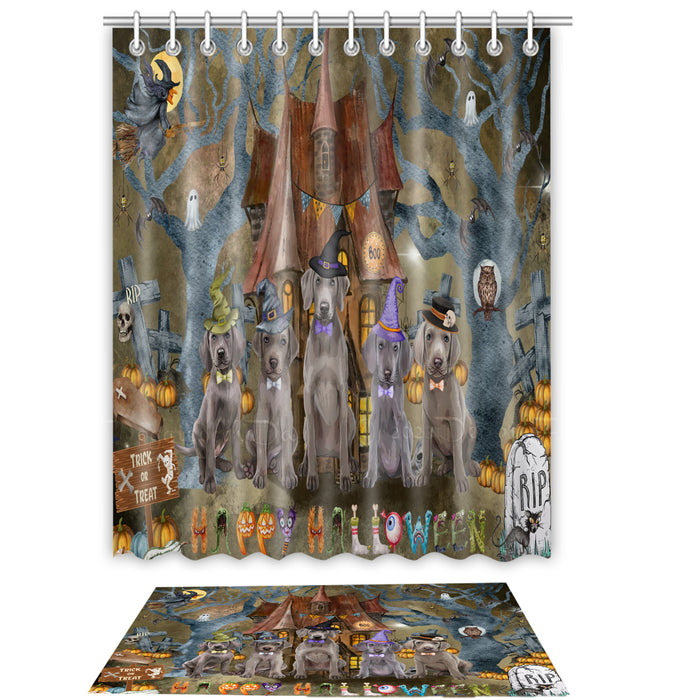 Weimaraner Shower Curtain & Bath Mat Set, Custom, Explore a Variety of Designs, Personalized, Curtains with hooks and Rug Bathroom Decor, Halloween Gift for Dog Lovers