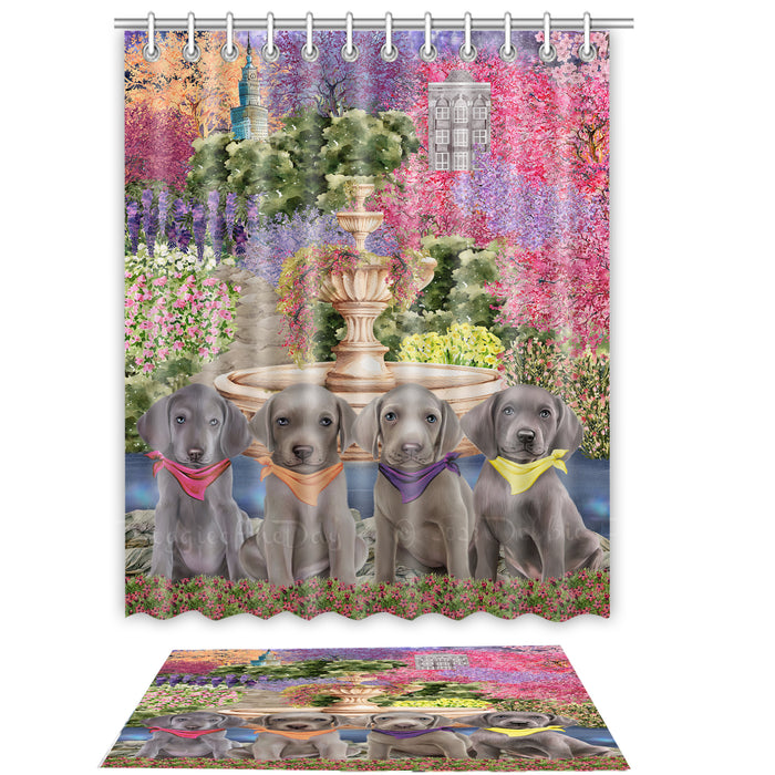 Weimaraner Shower Curtain & Bath Mat Set - Explore a Variety of Personalized Designs - Custom Rug and Curtains with hooks for Bathroom Decor - Pet and Dog Lovers Gift