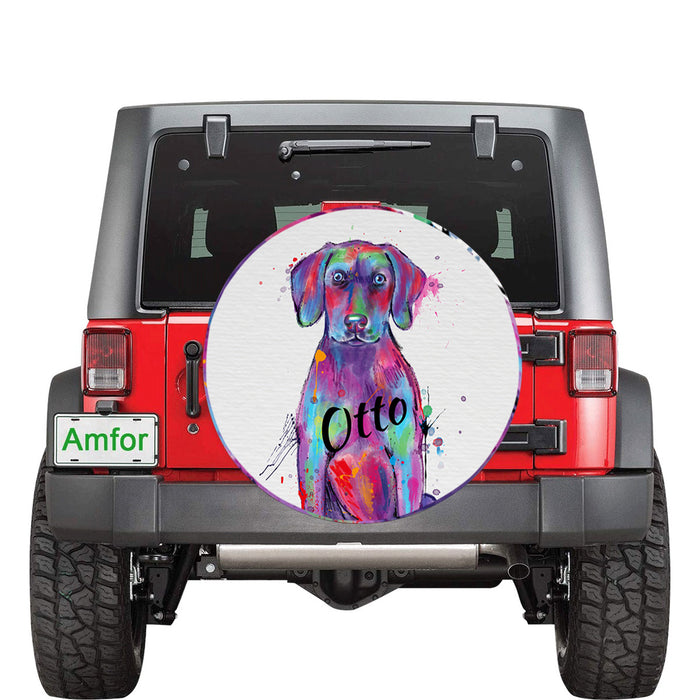 Custom Pet Name Personalized Watercolor Weimaraner Dog Car Tire Cover