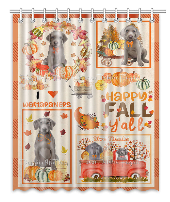 Happy Fall Y'all Pumpkin Weimaraner Dogs Shower Curtain Bathroom Accessories Decor Bath Tub Screens