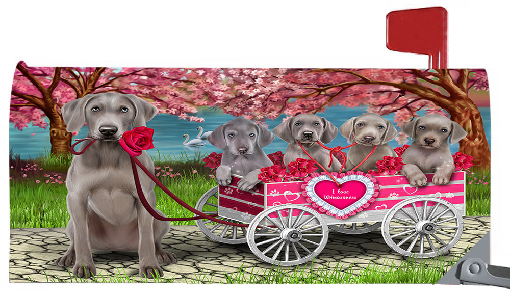 I Love Weimaraner Dogs in a Cart Magnetic Mailbox Cover MBC48598