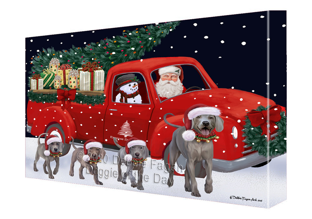 Christmas Express Delivery Red Truck Running Weimaraner Dogs Canvas Print Wall Art Décor CVS146429