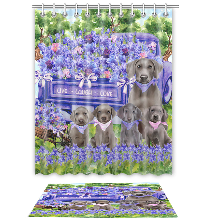 Weimaraner Shower Curtain & Bath Mat Set: Explore a Variety of Designs, Custom, Personalized, Curtains with hooks and Rug Bathroom Decor, Gift for Dog and Pet Lovers