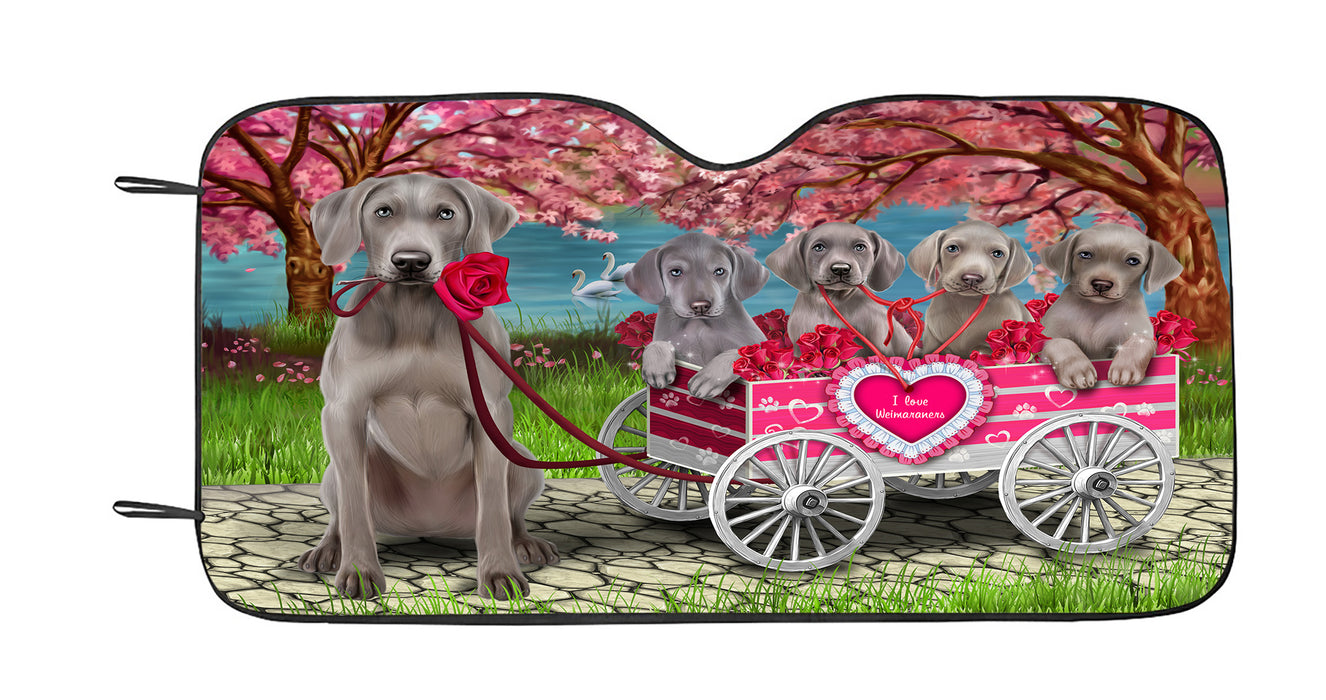 I Love Weimaraner Dogs in a Cart Car Sun Shade