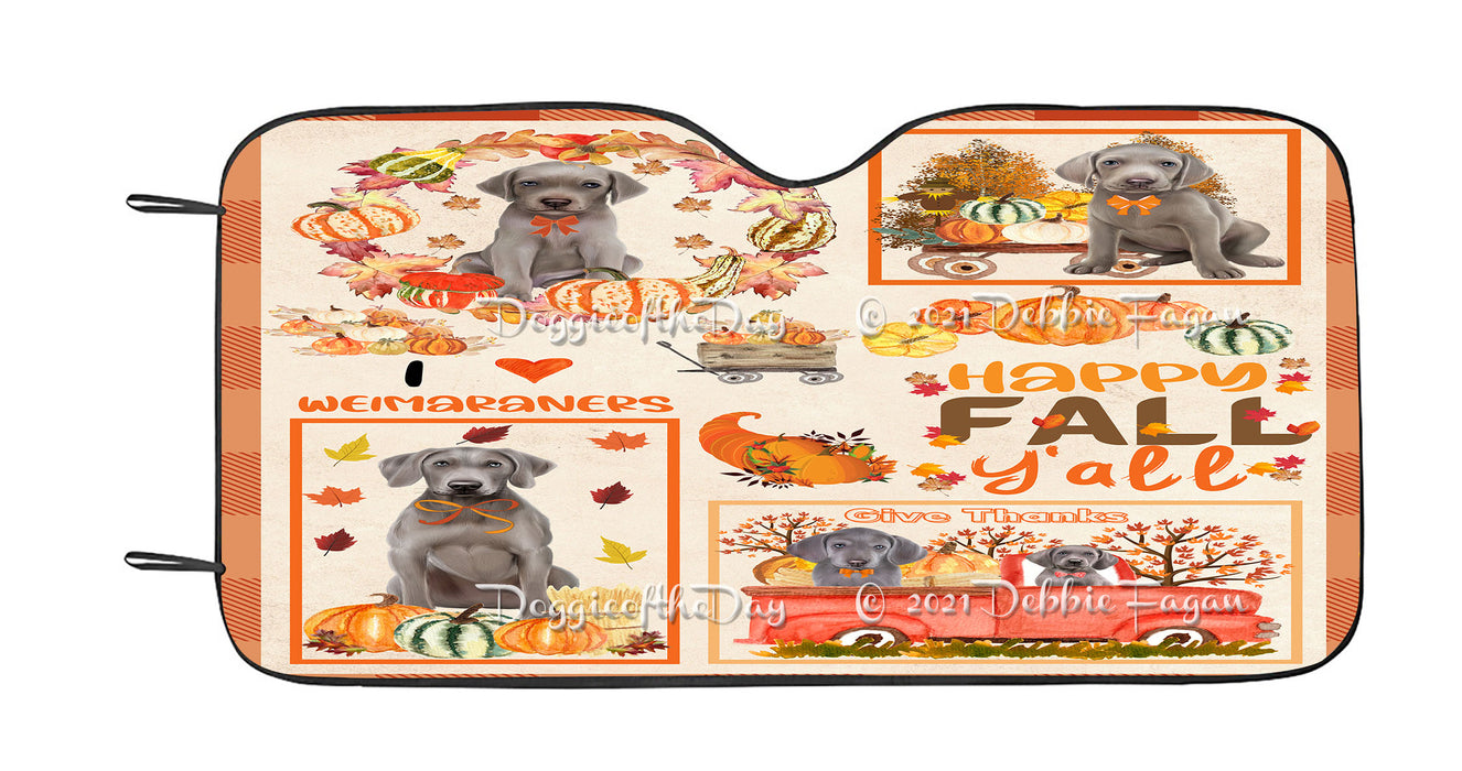 Happy Fall Y'all Pumpkin Weimaraner Dogs Car Sun Shade Cover Curtain