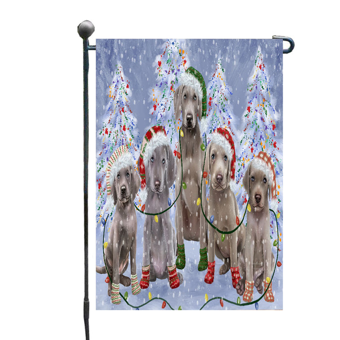 Christmas Lights and Weimaraner Dogs Garden Flags- Outdoor Double Sided Garden Yard Porch Lawn Spring Decorative Vertical Home Flags 12 1/2"w x 18"h