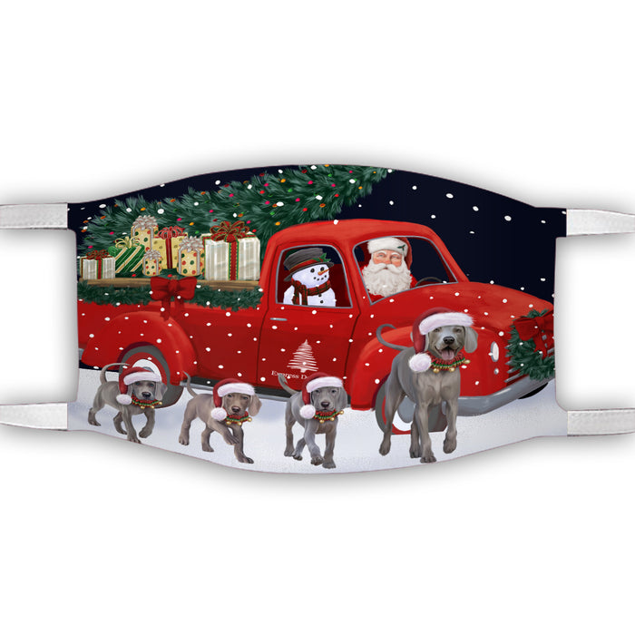 Christmas Express Delivery Red Truck Running Weimaraner Dogs Face Mask FM49906