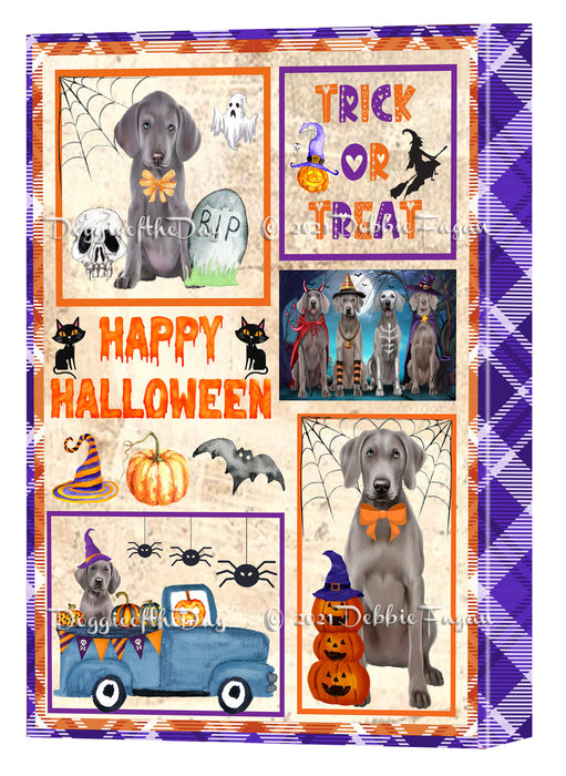 Happy Halloween Trick or Treat Weimaraner Dogs Canvas Wall Art Decor - Premium Quality Canvas Wall Art for Living Room Bedroom Home Office Decor Ready to Hang CVS150983