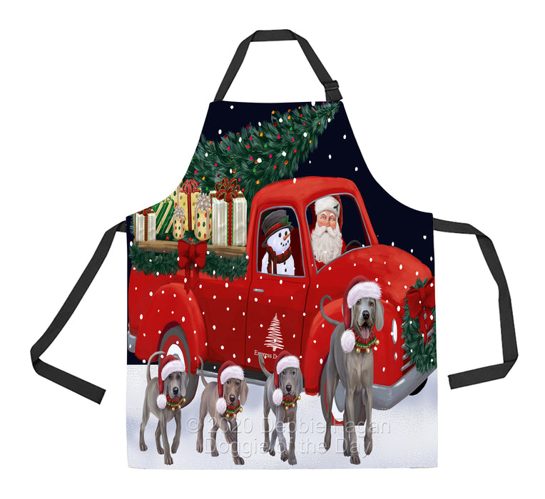 Christmas Express Delivery Red Truck Running Weimaraner Dogs Apron Apron-48163