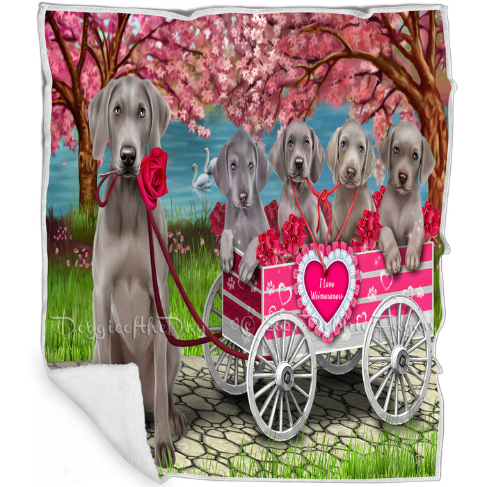 I Love Weimaraners Dog in a Cart Blanket BLNKT49350