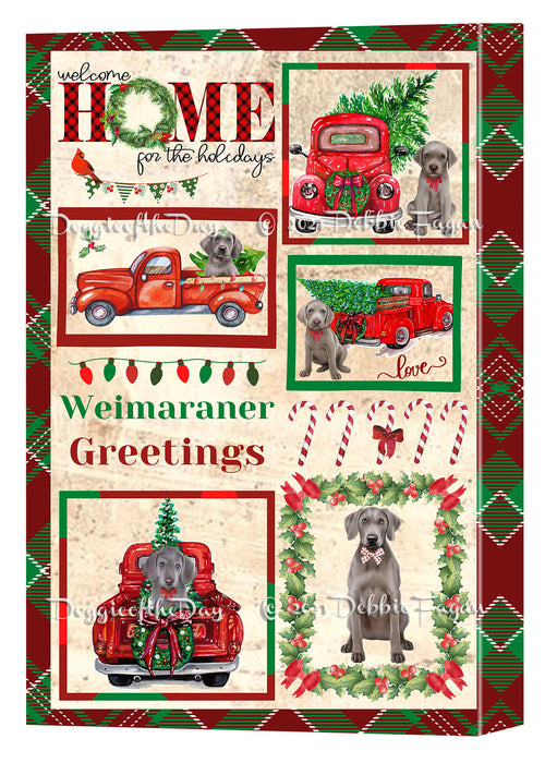 Welcome Home for Christmas Holidays Weimaraner Dogs Canvas Wall Art Decor - Premium Quality Canvas Wall Art for Living Room Bedroom Home Office Decor Ready to Hang CVS150011