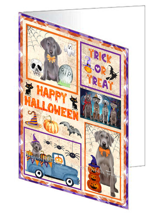 Happy Halloween Trick or Treat Weimaraner Dogs Handmade Artwork Assorted Pets Greeting Cards and Note Cards with Envelopes for All Occasions and Holiday Seasons GCD76655
