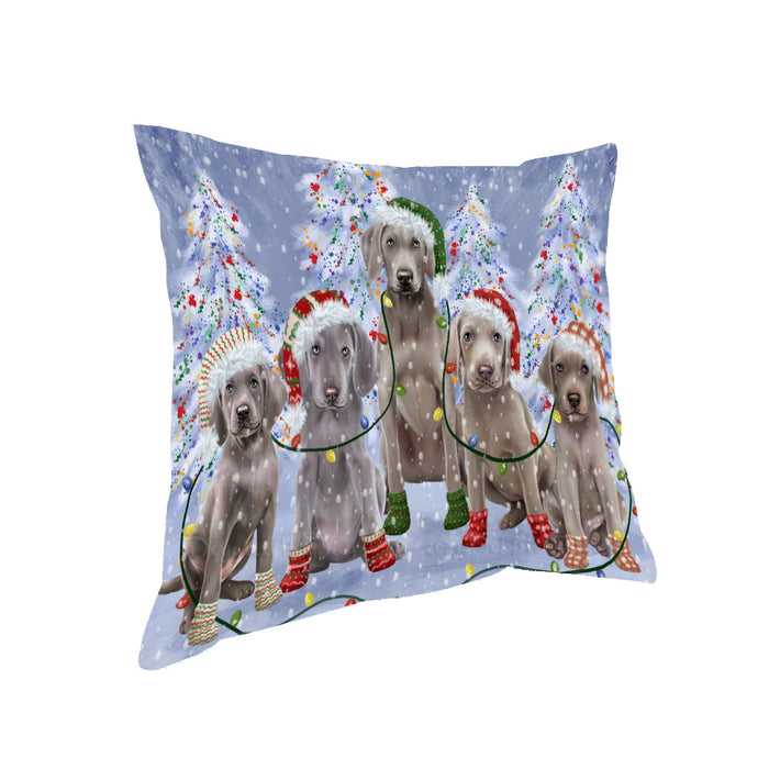 Christmas Lights and Weimaraner Dogs Pillow with Top Quality High-Resolution Images - Ultra Soft Pet Pillows for Sleeping - Reversible & Comfort - Ideal Gift for Dog Lover - Cushion for Sofa Couch Bed - 100% Polyester