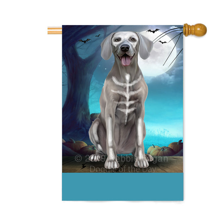 Personalized Happy Halloween Trick or Treat Weimaraner Dog Skeleton Custom House Flag FLG64238
