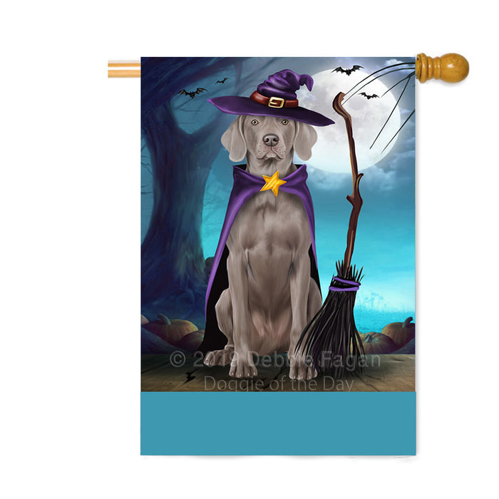 Personalized Happy Halloween Trick or Treat Weimaraner Dog Witch Custom House Flag FLG64293