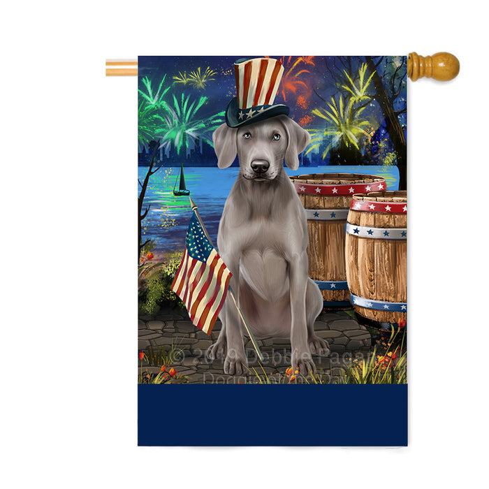 Personalized 4th of July Firework Weimaraner Dog Custom House Flag FLG-DOTD-A58209