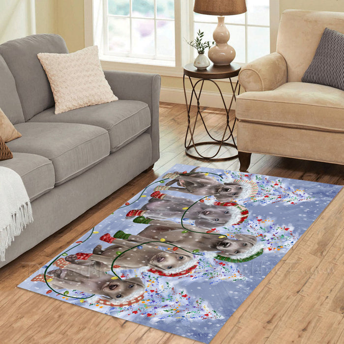 Christmas Lights and Weimaraner Dogs Area Rug - Ultra Soft Cute Pet Printed Unique Style Floor Living Room Carpet Decorative Rug for Indoor Gift for Pet Lovers