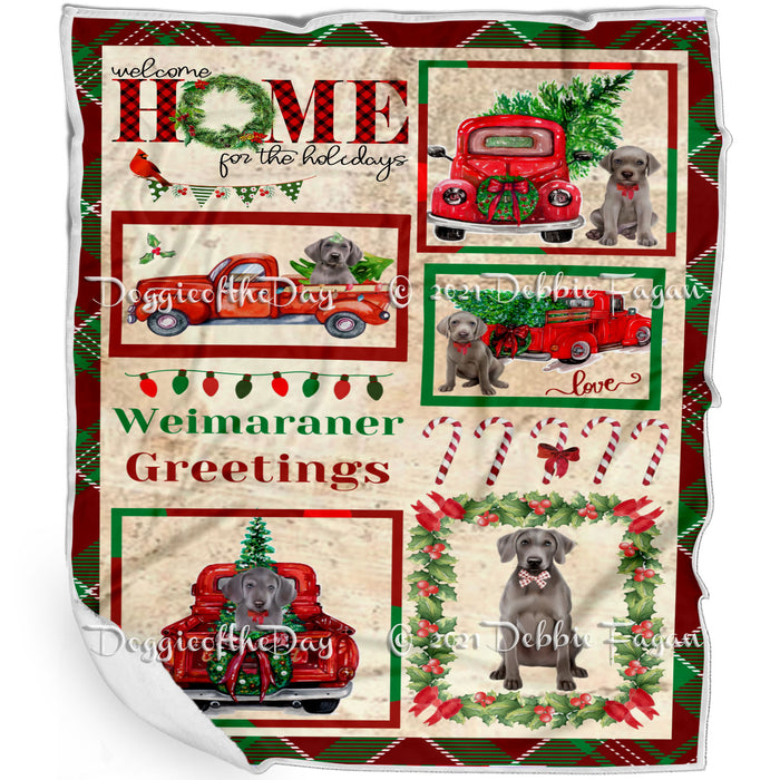 Welcome Home for Christmas Holidays Weimaraner Dogs Blanket BLNKT72236