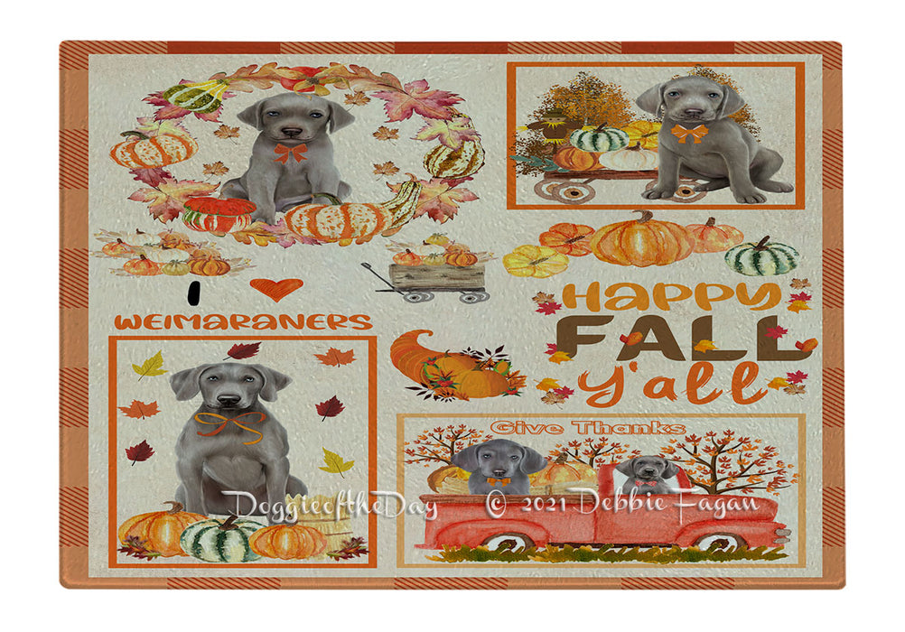 Happy Fall Y'all Pumpkin Weimaraner Dogs Cutting Board - Easy Grip Non-Slip Dishwasher Safe Chopping Board Vegetables C80041