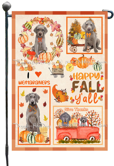 Happy Fall Y'all Pumpkin Weimaraner Dogs Garden Flags- Outdoor Double Sided Garden Yard Porch Lawn Spring Decorative Vertical Home Flags 12 1/2"w x 18"h