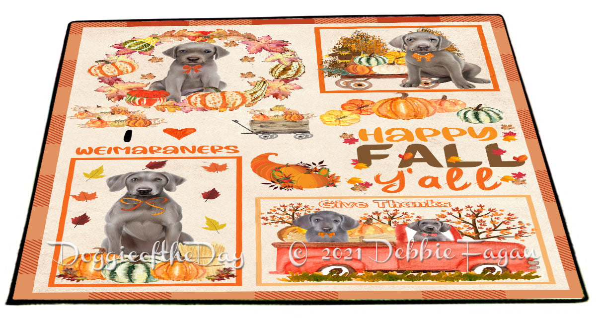Happy Fall Y'all Pumpkin Weimaraner Dogs Indoor/Outdoor Welcome Floormat - Premium Quality Washable Anti-Slip Doormat Rug FLMS58792