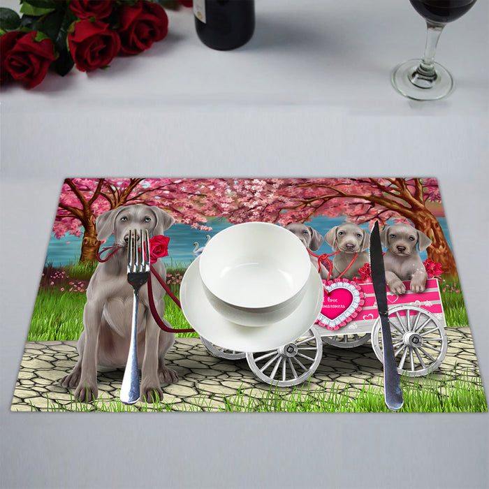 I Love Weimaraner Dogs in a Cart Placemat