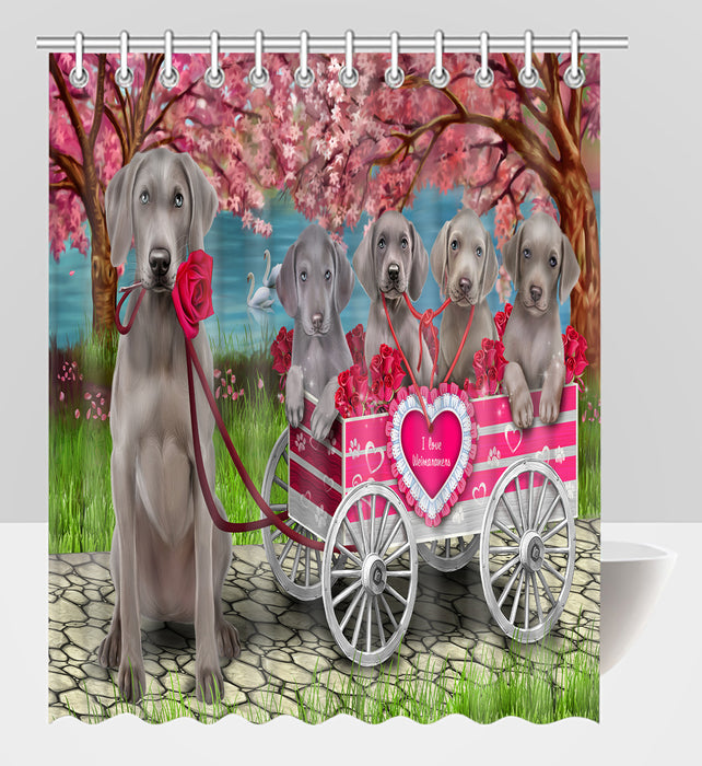 I Love Weimaraner Dogs in a Cart Shower Curtain