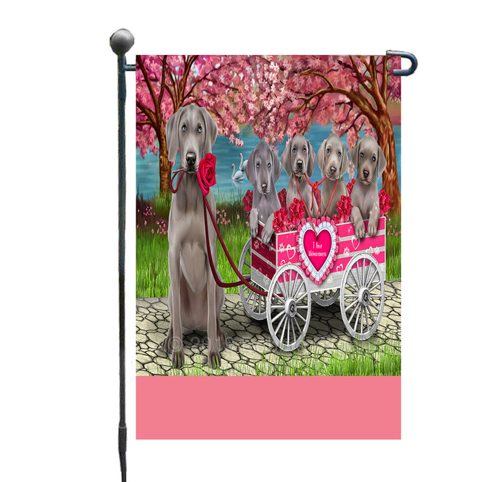 Personalized I Love Weimaraner Dogs in a Cart Custom Garden Flags GFLG-DOTD-A62199