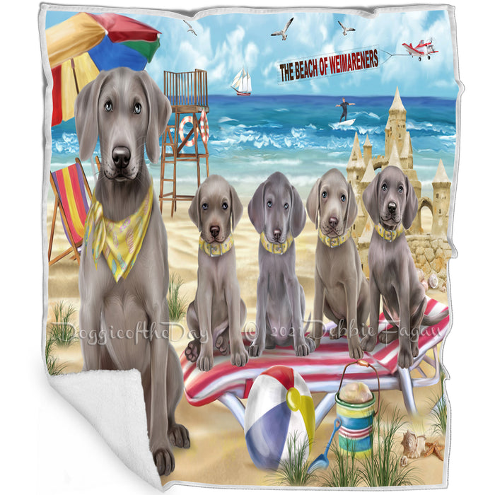Pet Friendly Beach Weimaraners Dog Blanket BLNKT53445
