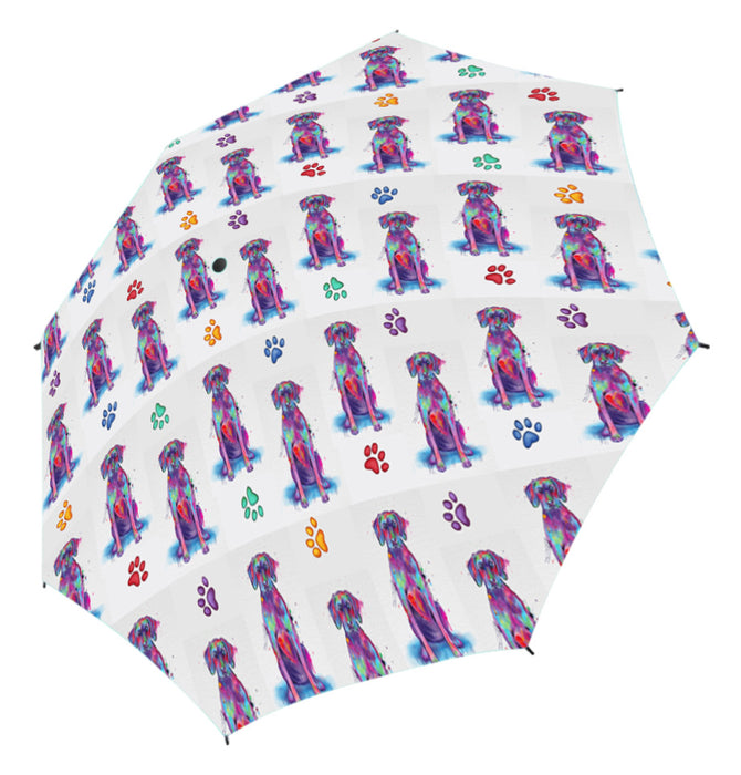 Watercolor Mini Weimaraner DogsSemi-Automatic Foldable Umbrella