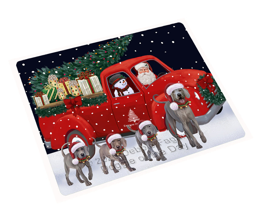 Christmas Express Delivery Red Truck Running Weimaraner Dogs Cutting Board - Easy Grip Non-Slip Dishwasher Safe Chopping Board Vegetables C77914