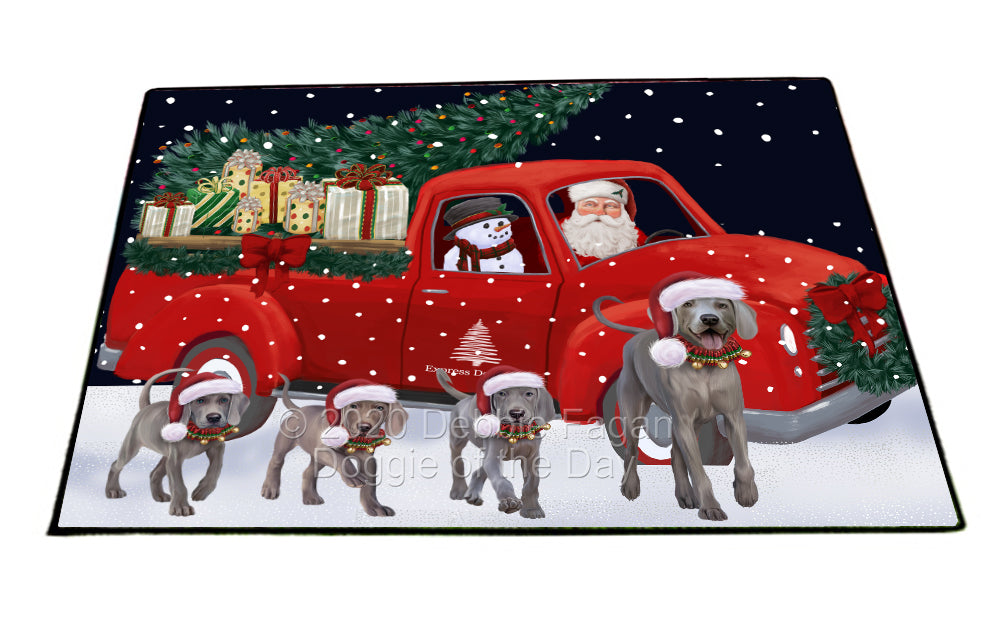 Christmas Express Delivery Red Truck Running Weimaraner Dogs Indoor/Outdoor Welcome Floormat - Premium Quality Washable Anti-Slip Doormat Rug FLMS56734