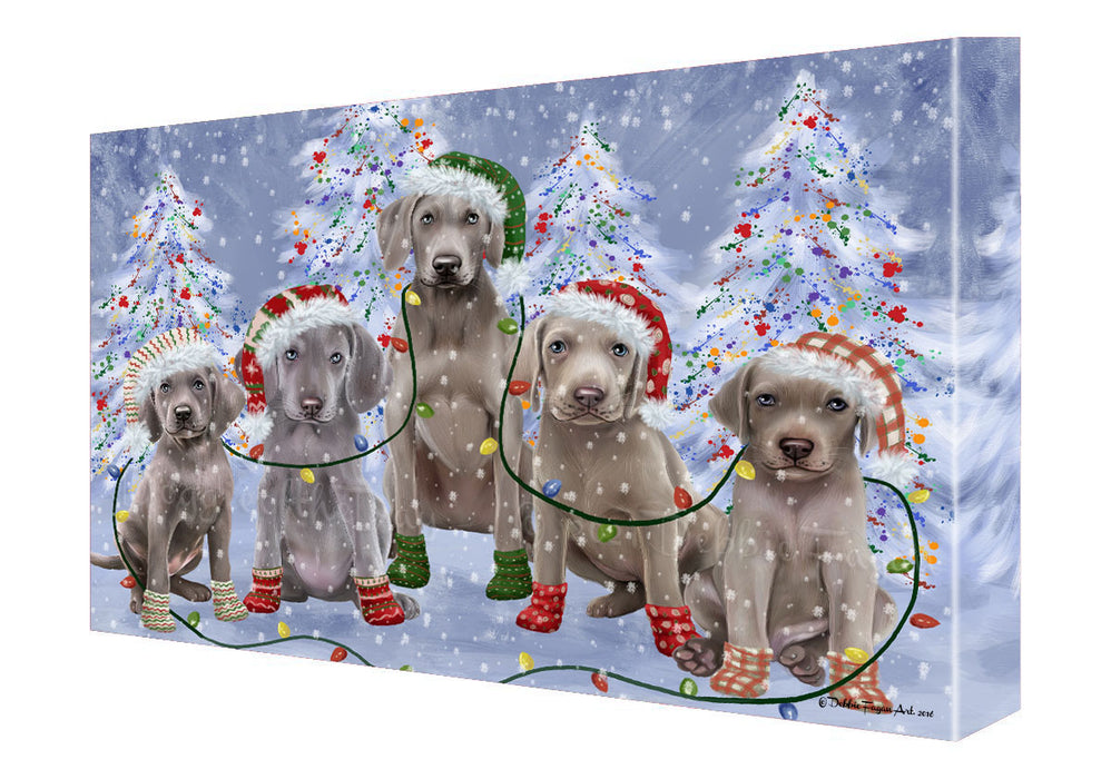 Christmas Lights and Weimaraner Dogs Canvas Wall Art - Premium Quality Ready to Hang Room Decor Wall Art Canvas - Unique Animal Printed Digital Painting for Decoration