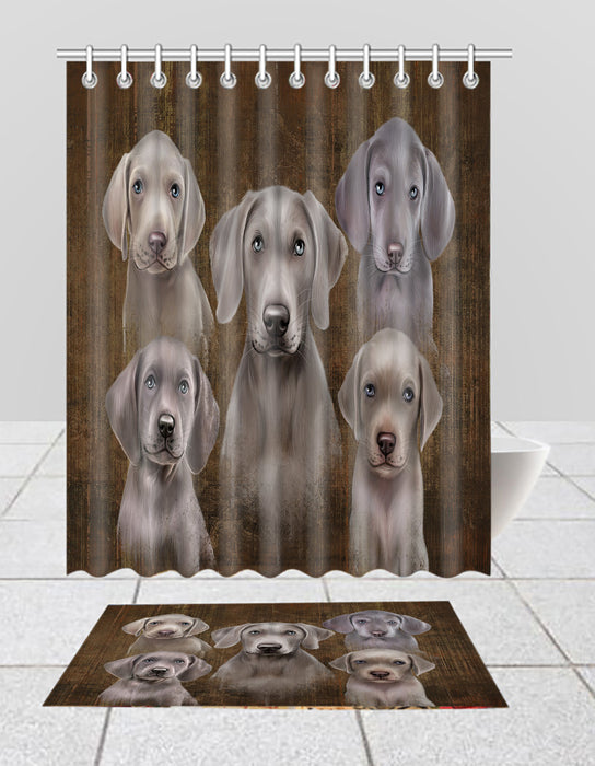 Rustic Weimaraner Dogs  Bath Mat and Shower Curtain Combo