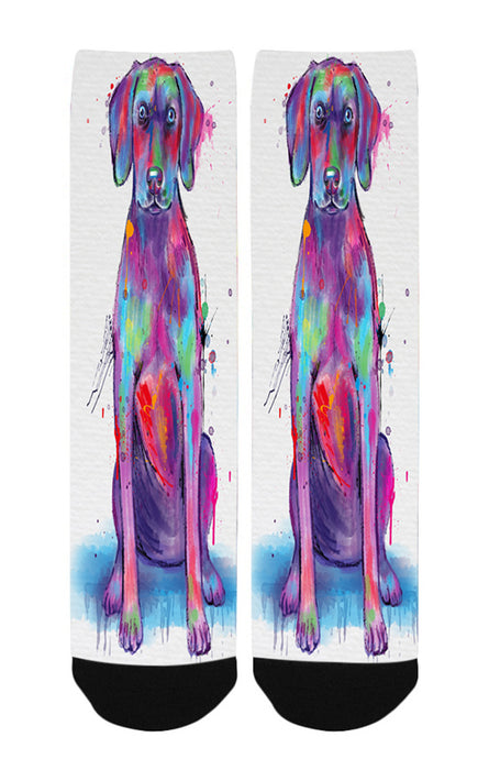 Watercolor Weimaraner Dog Women's Casual Socks