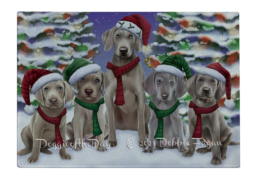 Christmas Family Portrait Weimaraner Dog Cutting Board - For Kitchen - Scratch & Stain Resistant - Designed To Stay In Place - Easy To Clean By Hand - Perfect for Chopping Meats, Vegetables