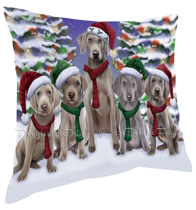 Christmas Family Portrait Weimaraner Dog Pillow with Top Quality High-Resolution Images - Ultra Soft Pet Pillows for Sleeping - Reversible & Comfort - Ideal Gift for Dog Lover - Cushion for Sofa Couch Bed - 100% Polyester