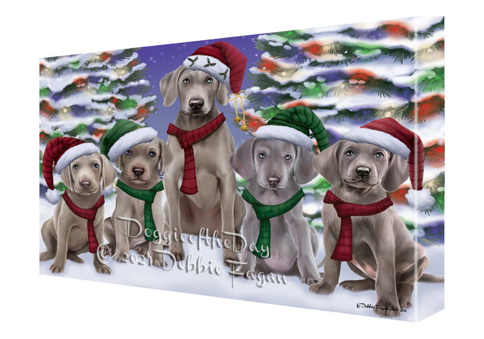 Christmas Family Portrait Weimaraner Dog Canvas Wall Art - Premium Quality Ready to Hang Room Decor Wall Art Canvas - Unique Animal Printed Digital Painting for Decoration
