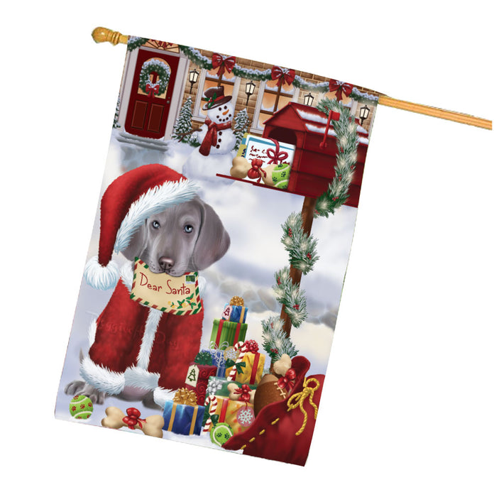Dear Santa Mailbox Christmas Weimaraner Dog House Flag Outdoor Decorative Double Sided Pet Portrait Weather Resistant Premium Quality Animal Printed Home Decorative Flags 100% Polyester FLG67953